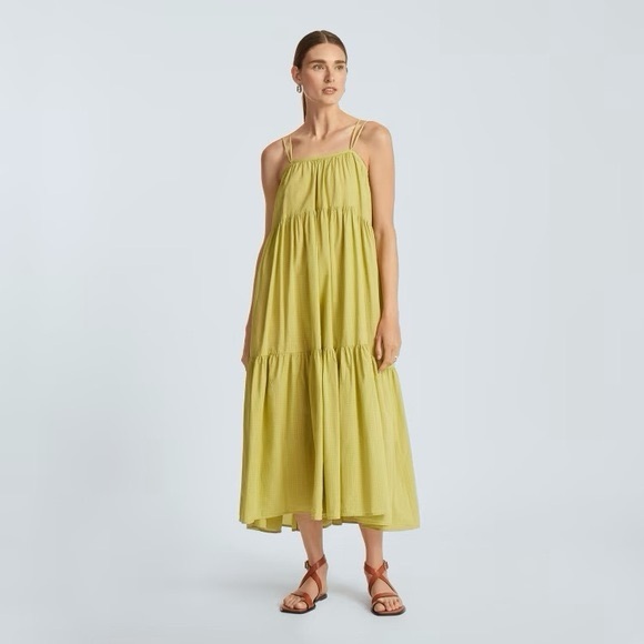 Everlane Billow Pear Green Sleeveless Tiered Flowy Maxi Dress Women’s Size Large - Picture 10 of 10